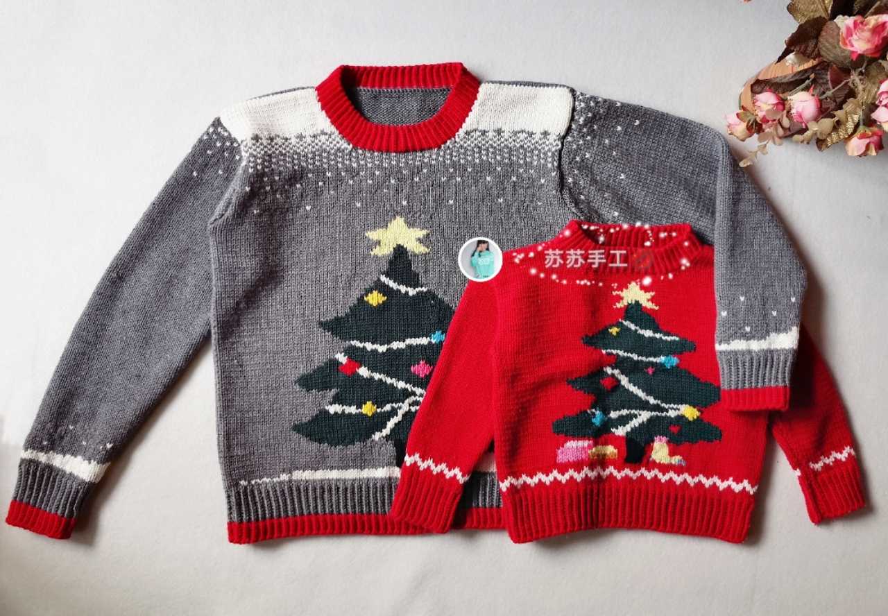 儿童棒针圣诞毛衣