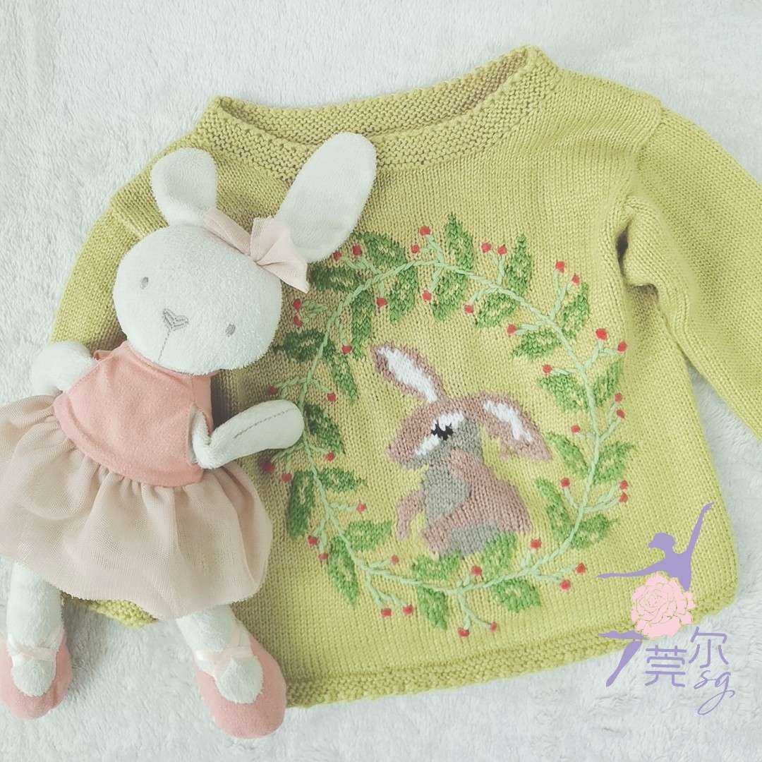 兔子提花儿童套头毛衣