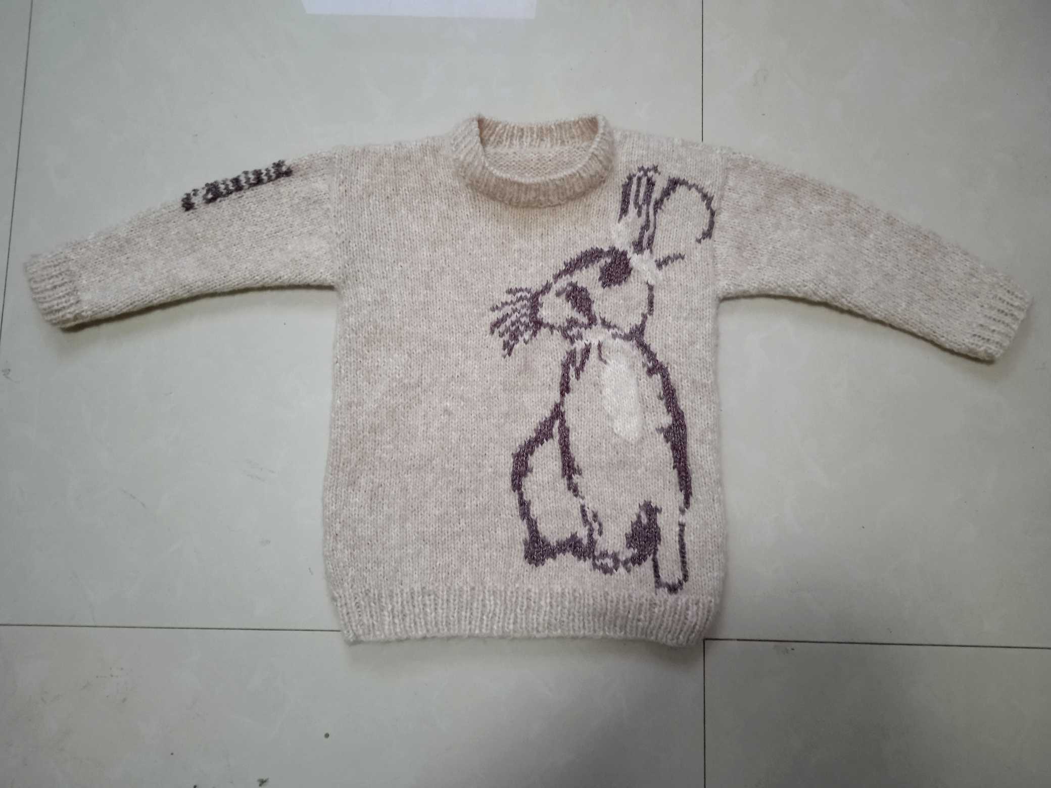 兔子图案儿童棒针毛衣