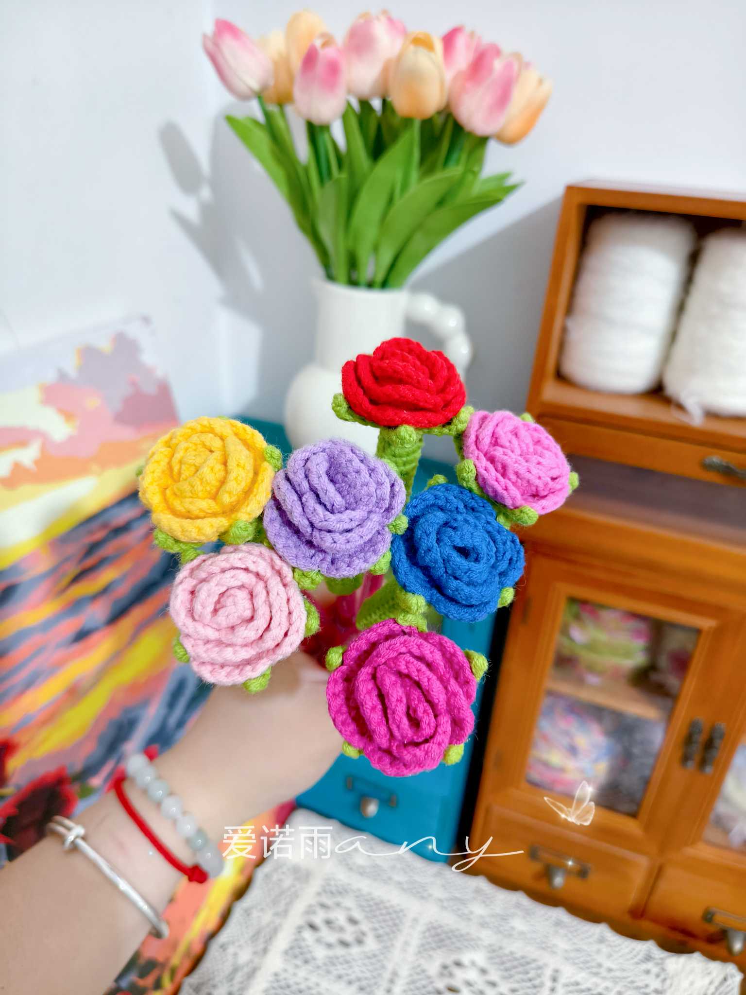 钩针玫瑰花笔套4