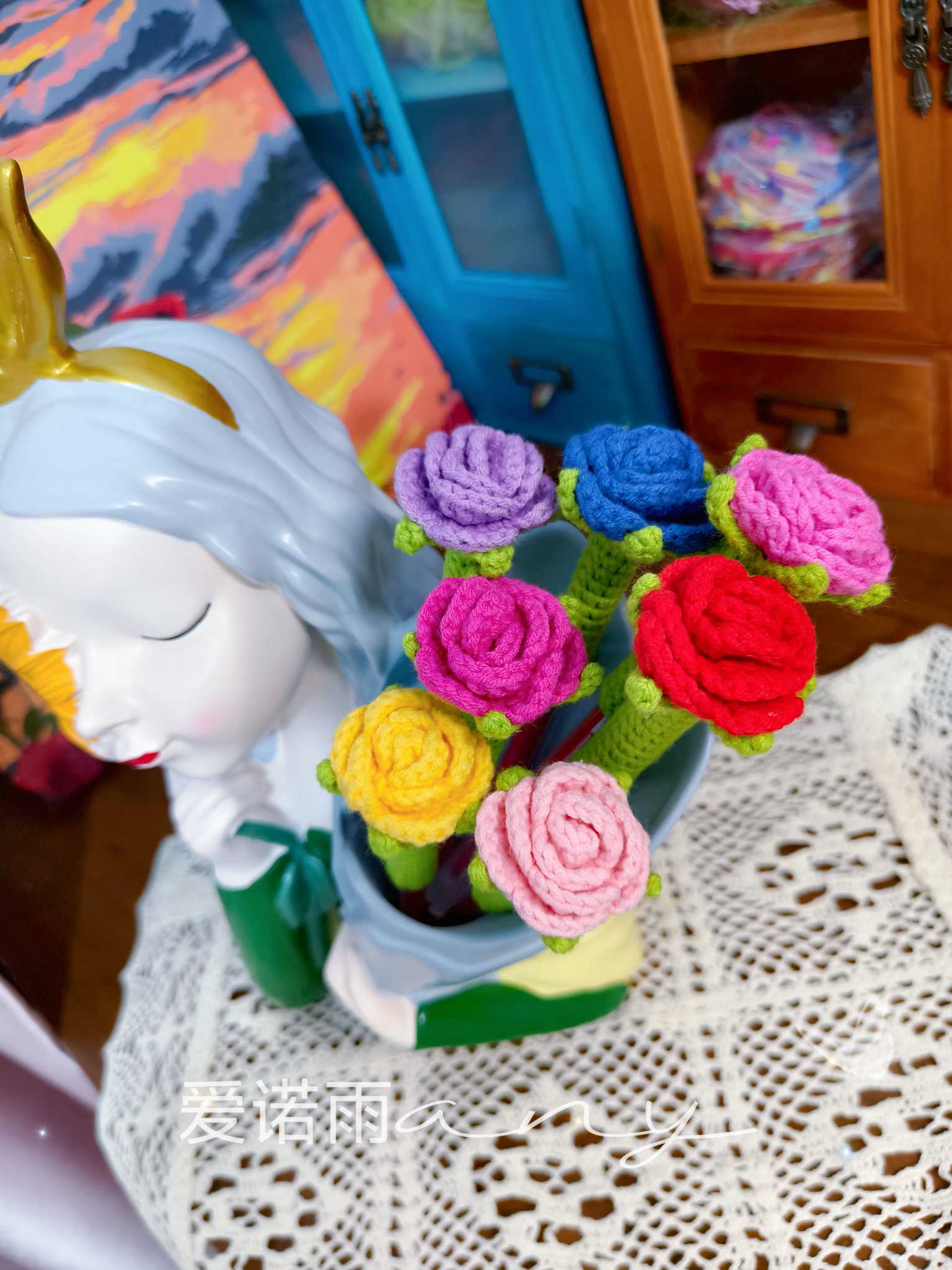 钩针玫瑰花笔套5