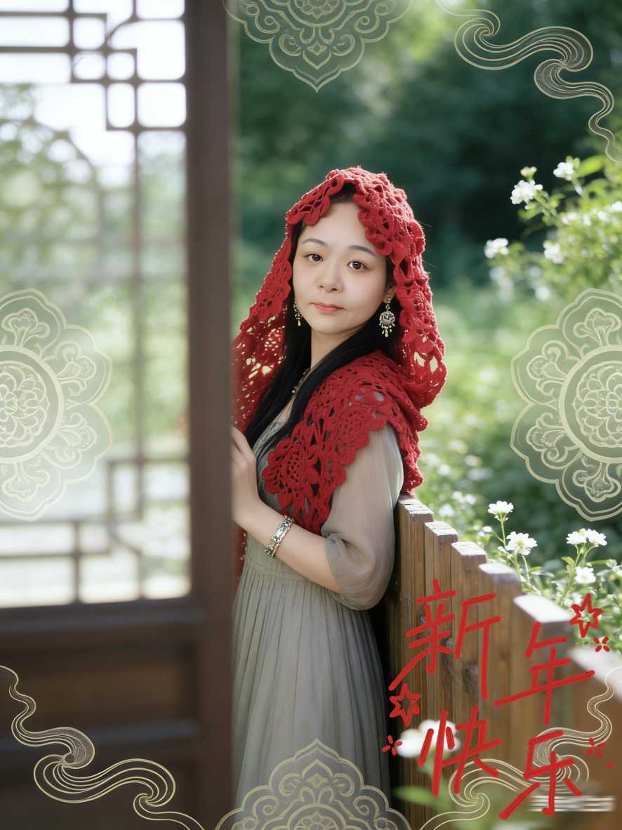 钩针拼花围巾帽