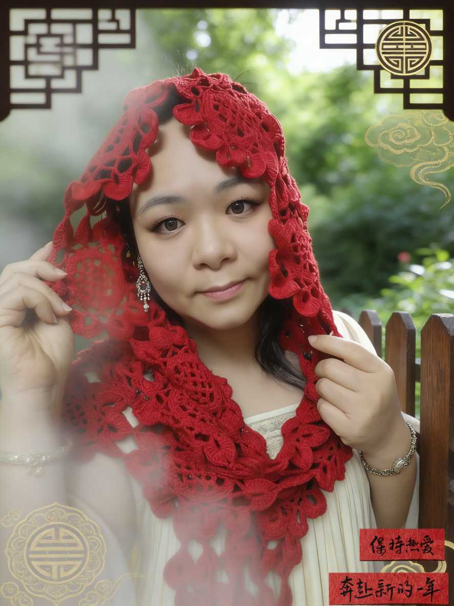 钩针拼花围巾帽