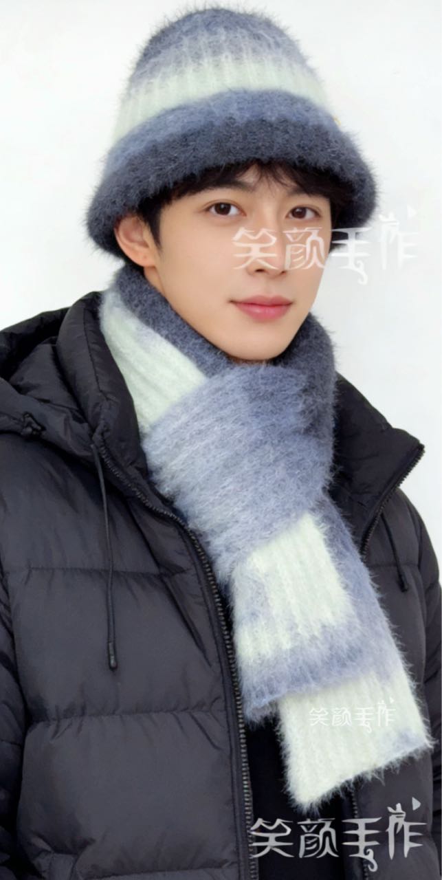 棒针男士围巾帽子