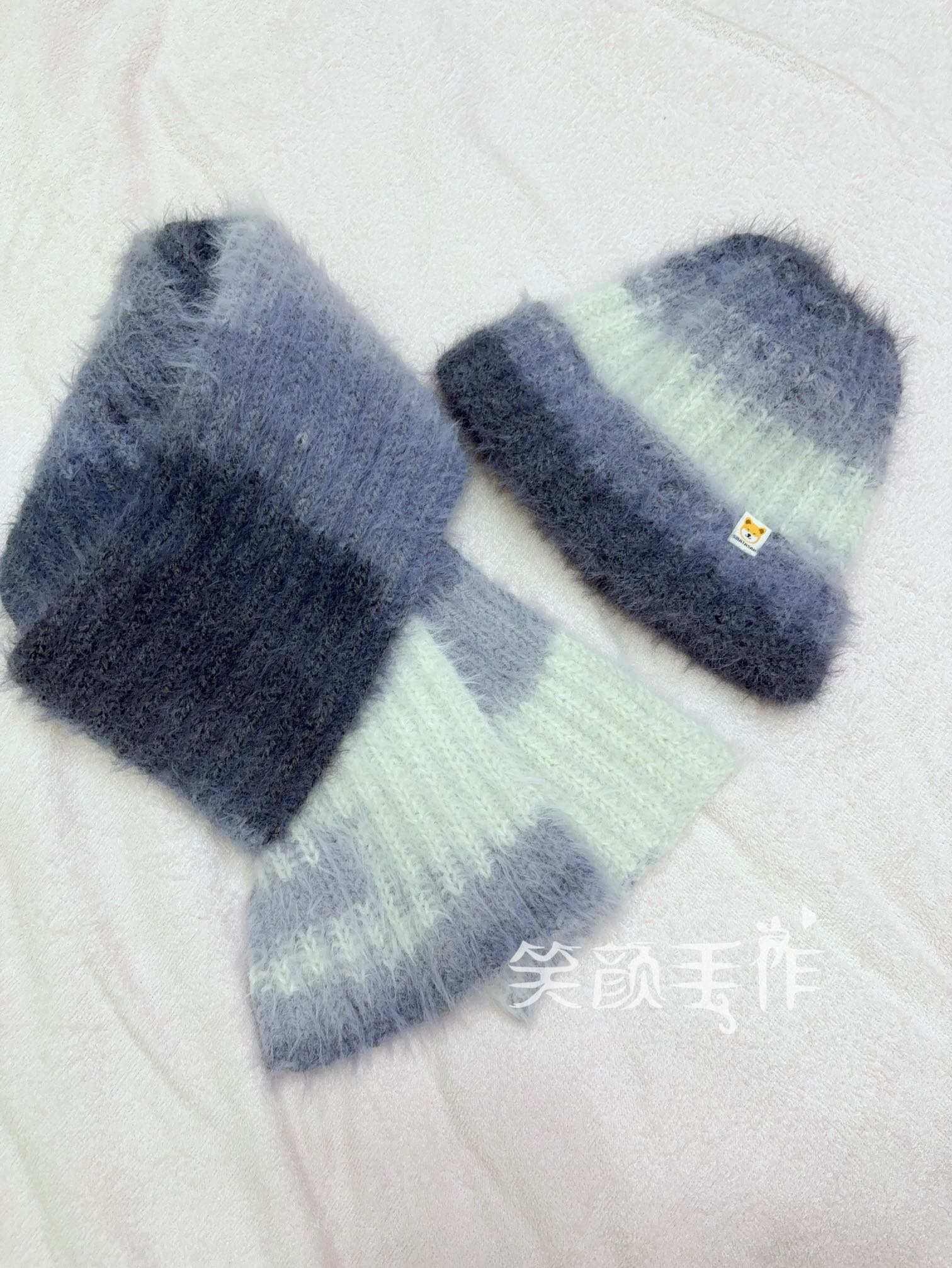 段染线棒针围巾帽子