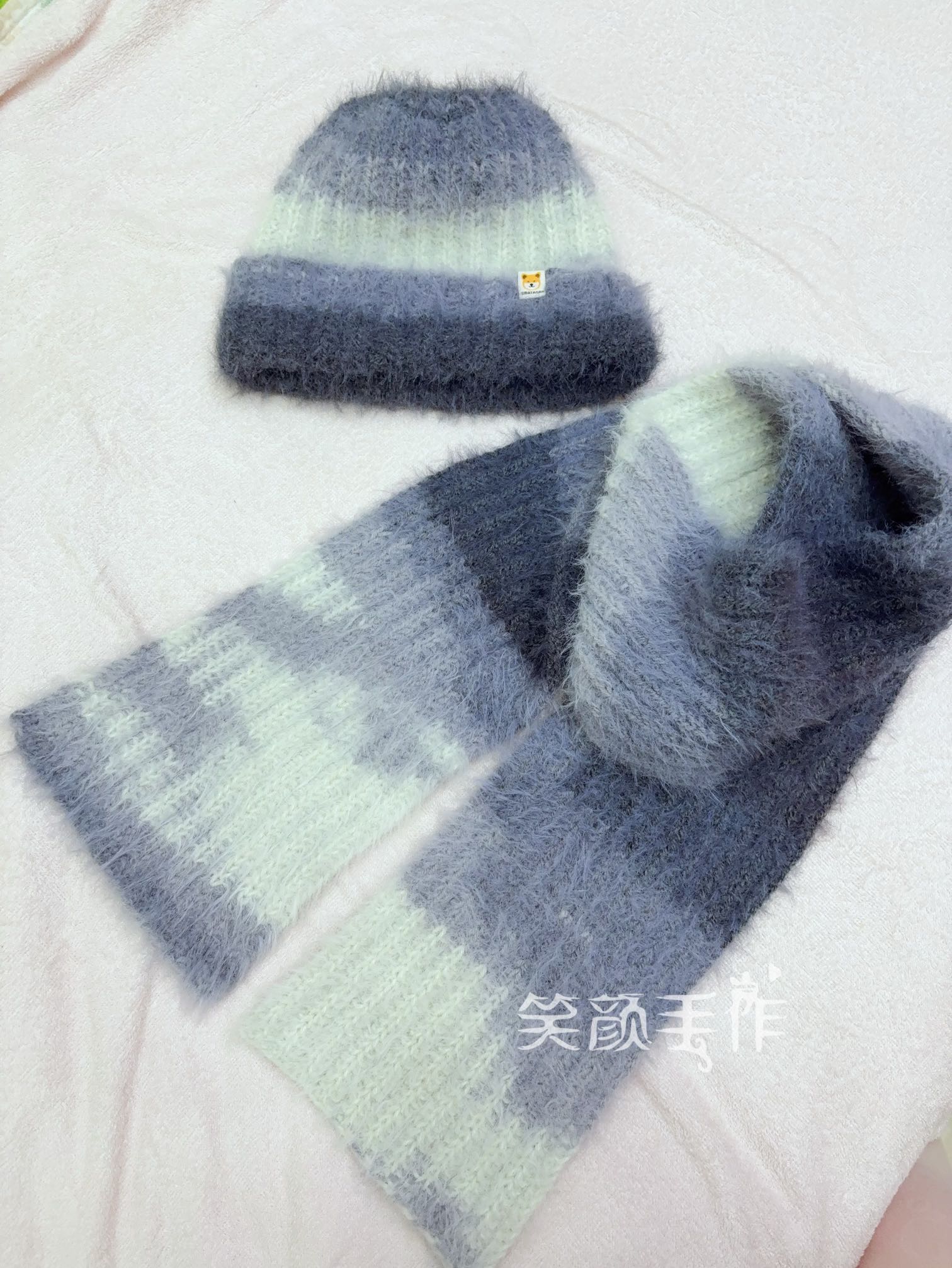 段染线棒针围巾帽子
