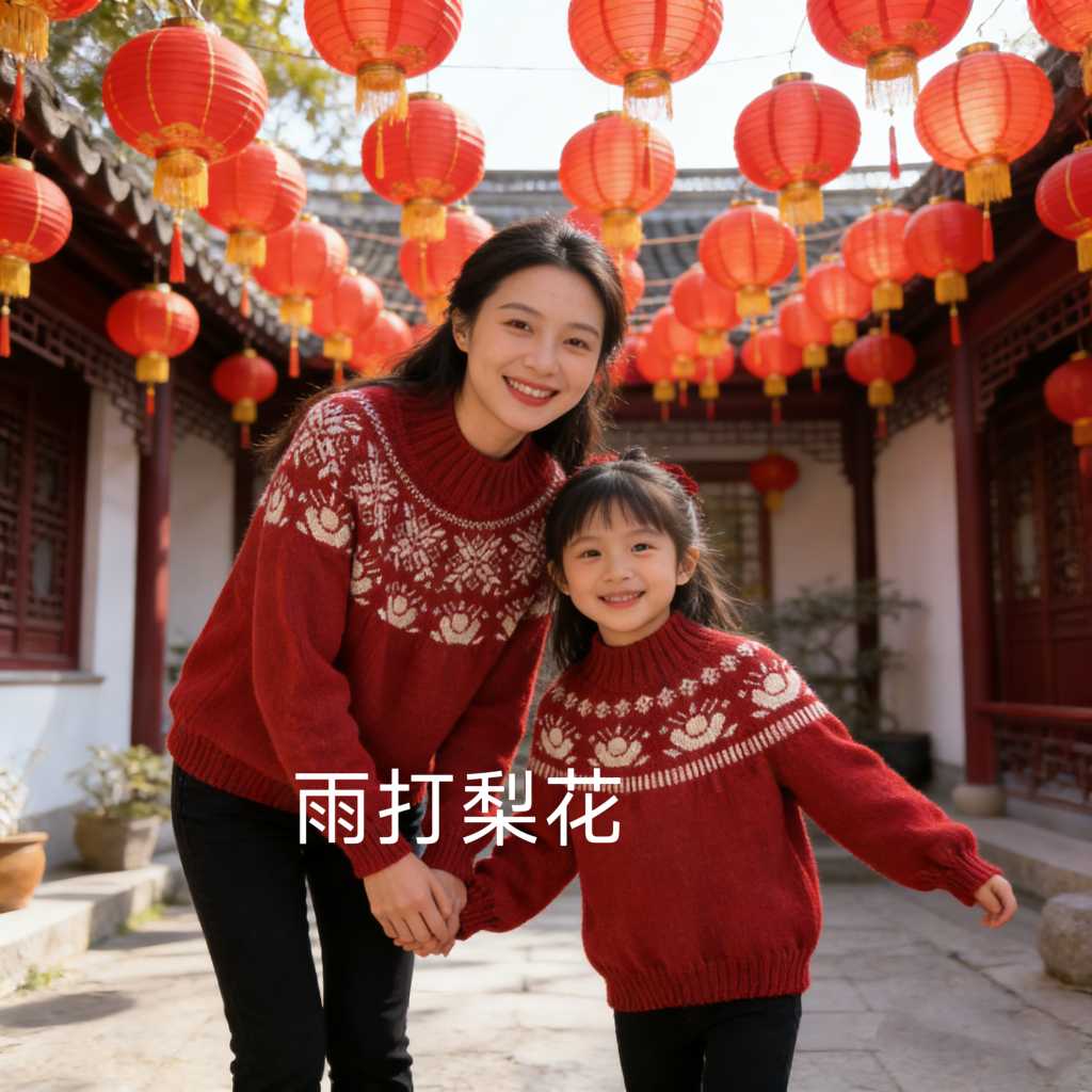 棒针提花亲子毛衣