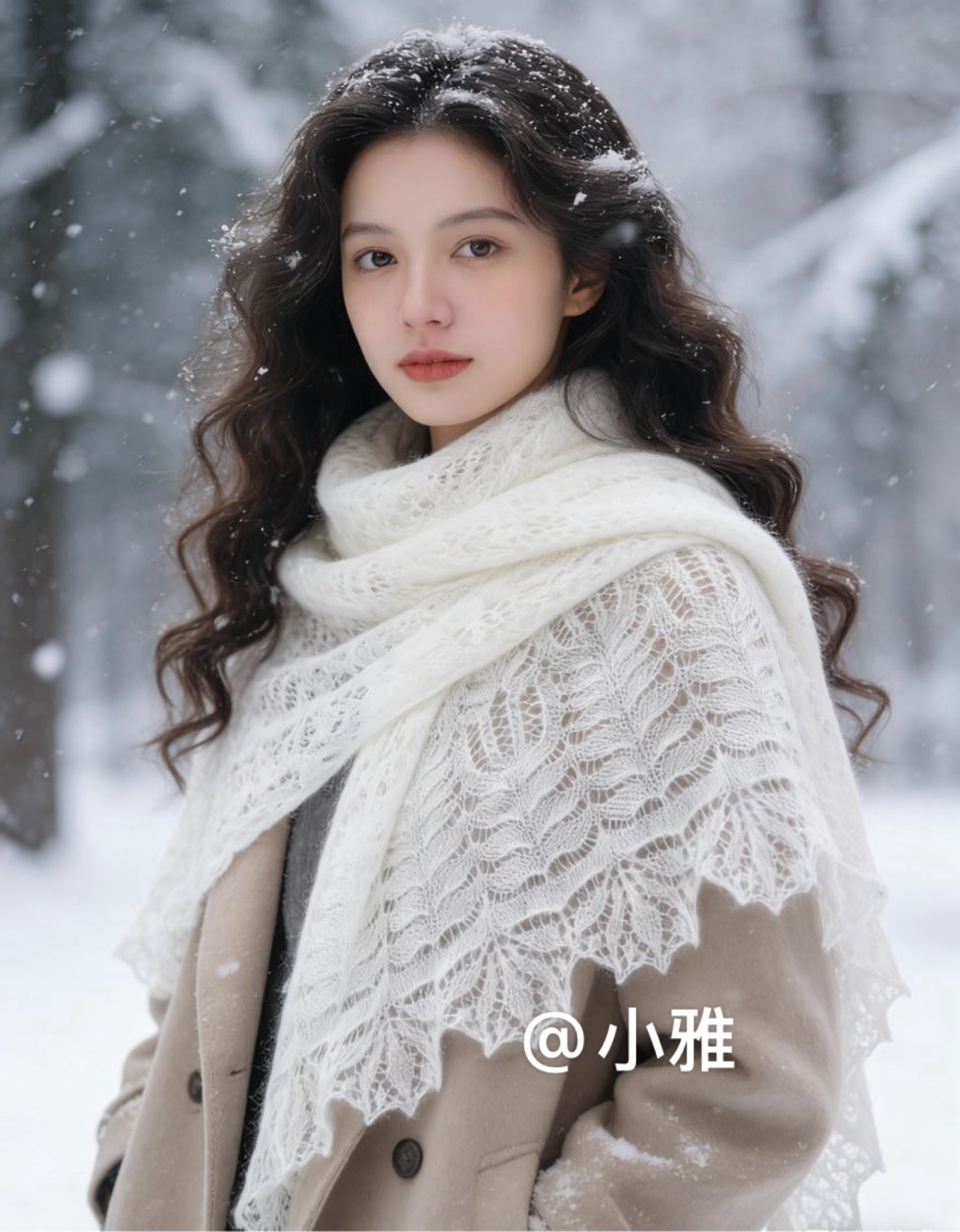 棒针蕾丝披肩