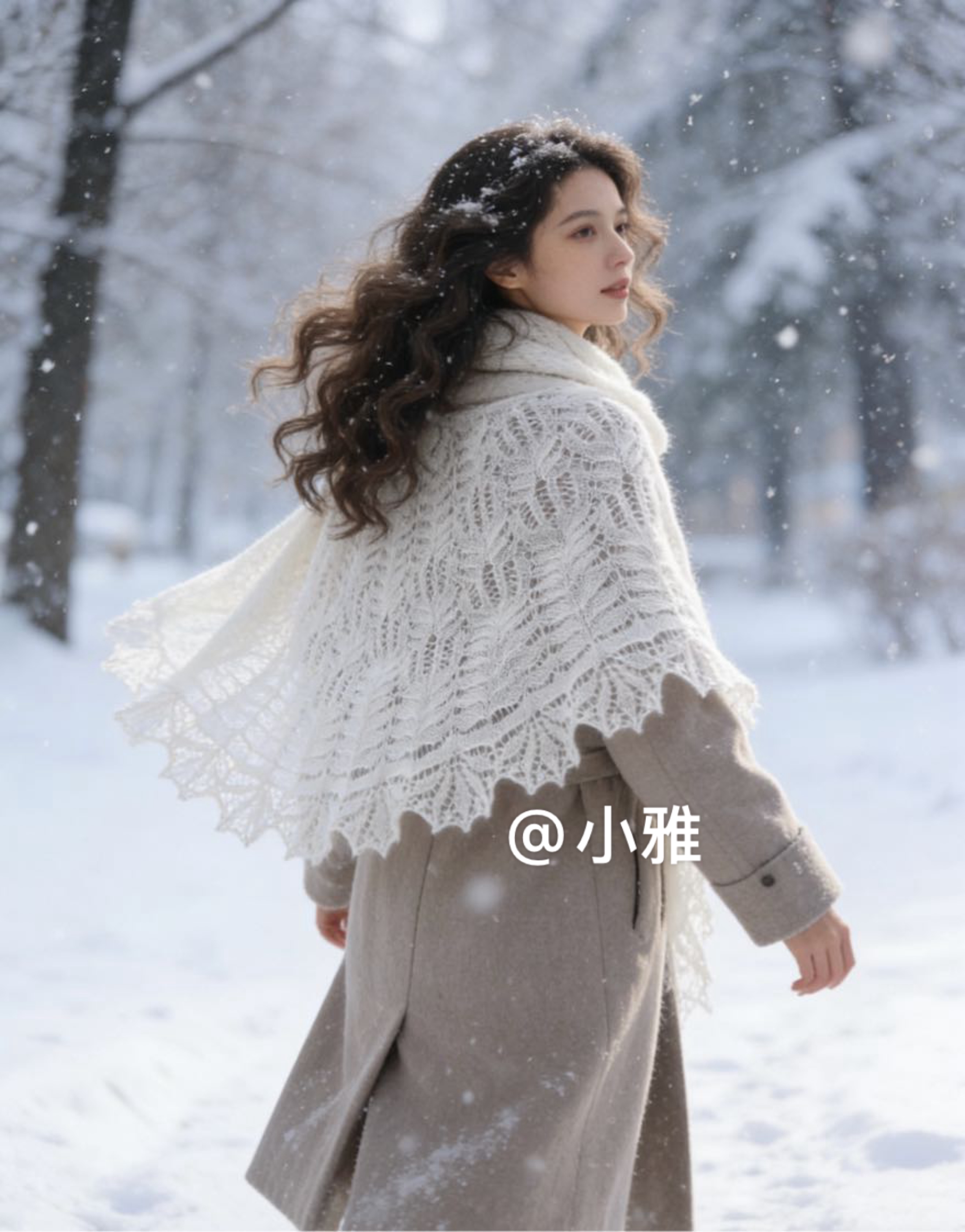 棕榈花棒针披肩