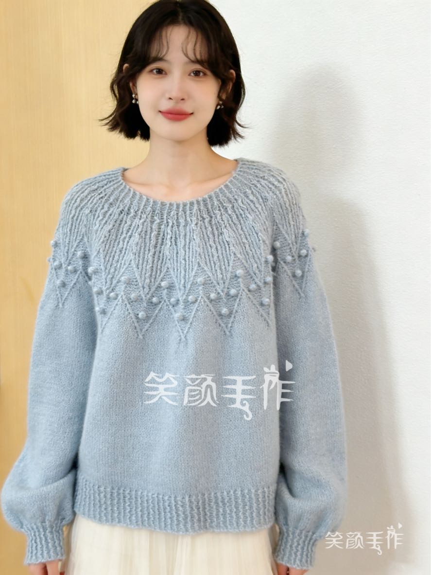 豆豆花样女士棒针毛衣