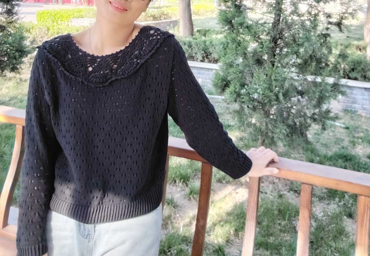 钩织结合女款毛衣